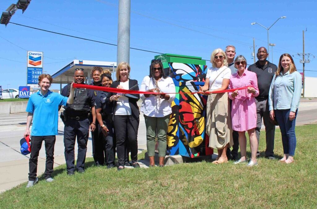 Butterfly-themed traffic signal box expresses Forest Audelia transformation